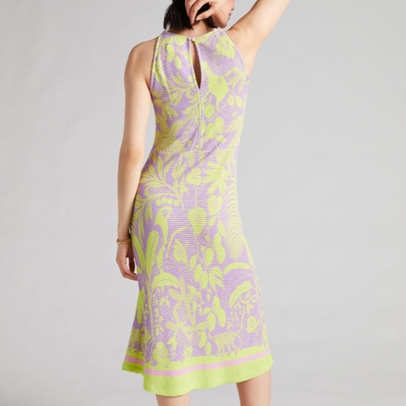 Farm Rio for Anthropologie✨Knit Floral Midi Dress- Purple/Green - Picture 7 of 10
